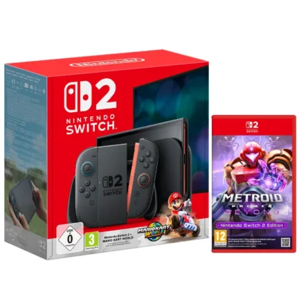 Nintendo Switch 2 + Mario Kart World + Metroid Prime 4: Beyond + ajándék üvegfólia + poszter + kulcstartó